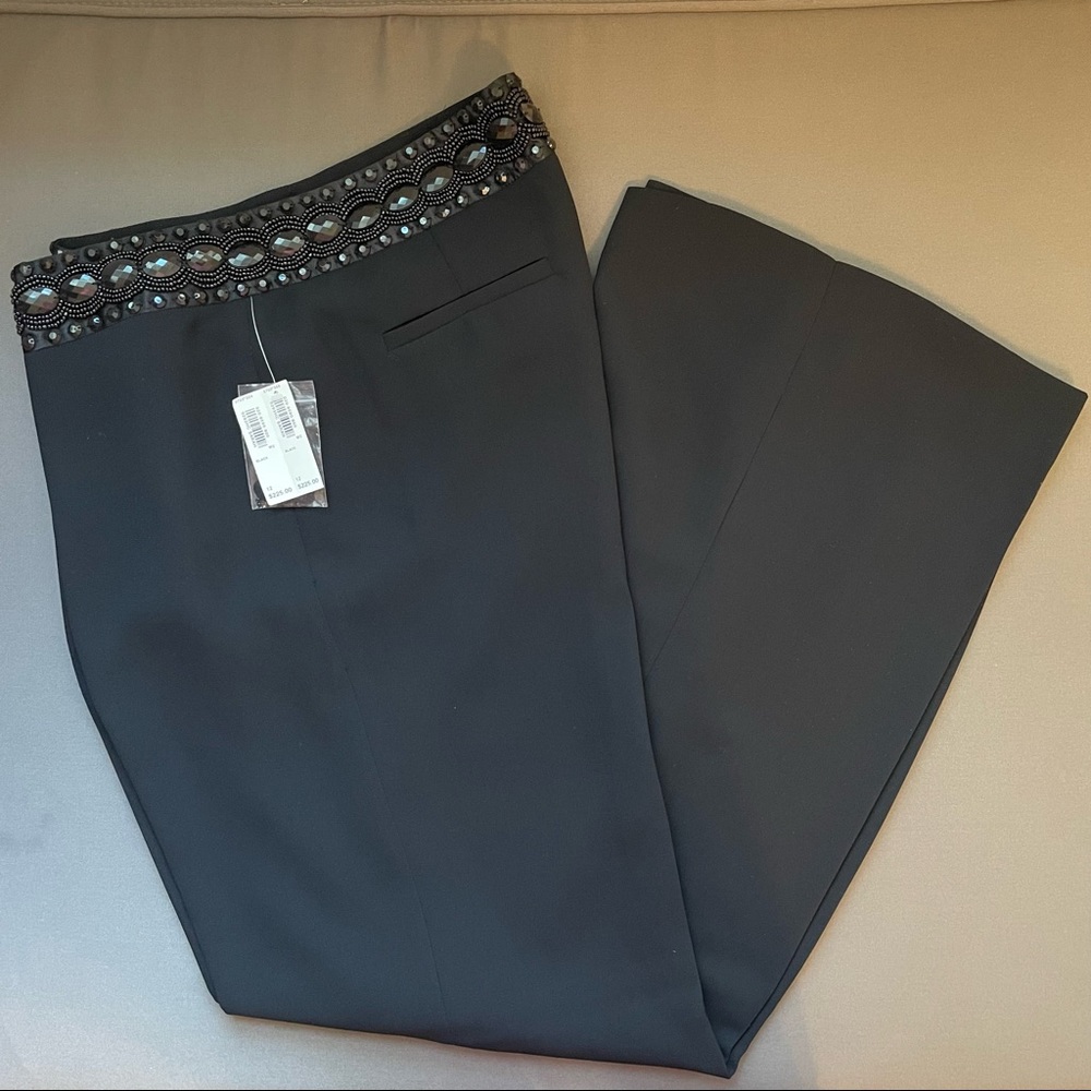 Harold's Sarah Beaded Waistband Trouser Black Size 12 NWT